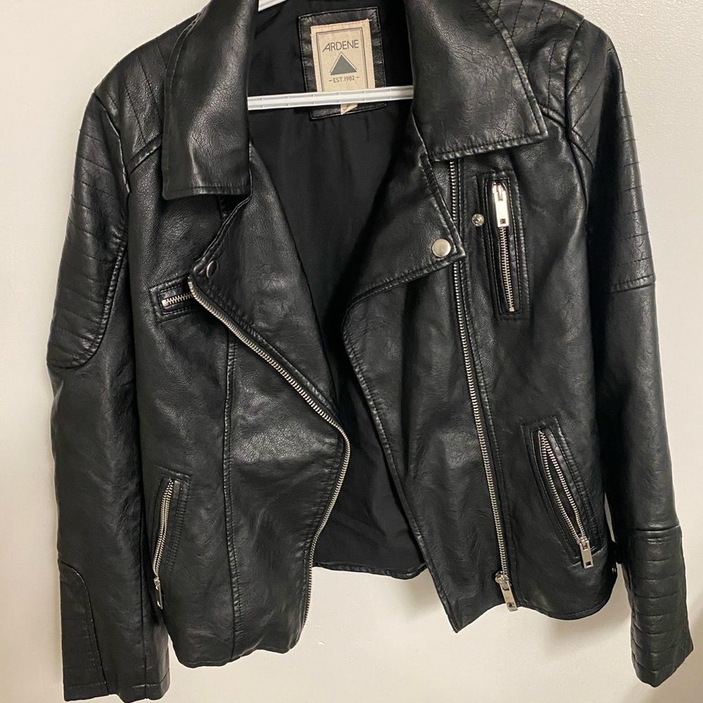 Ardene Black Pleather Moto Jacket with Asymmetrical Closure